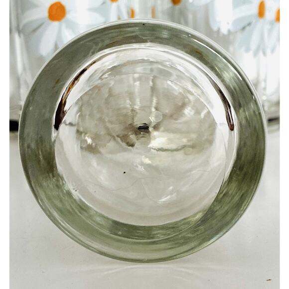 Set of 6 Vintage Daisy Glasses Tumblers White & Yellow Daisies Signed Karen 5.5" - Picture 3 of 4